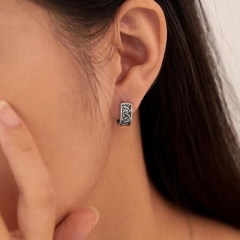 Rockyu الأذن الكفة للجنسين كليب على أقراط الفولاذ المقاوم للصدأ نمط هندسي غير مثقوب الفضة هوب الشرير الهيب هوب مجوهرات الأزياء هدية عيد ميلاد in Kuwait