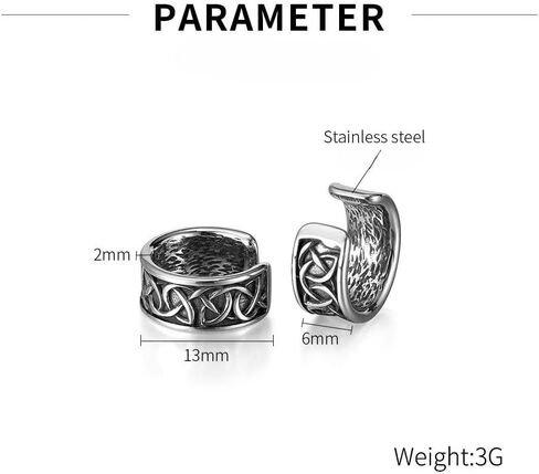 Rockyu الأذن الكفة للجنسين كليب على أقراط الفولاذ المقاوم للصدأ نمط هندسي غير مثقوب الفضة هوب الشرير الهيب هوب مجوهرات الأزياء هدية عيد ميلاد in Kuwait