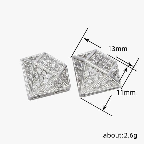 Unisex Diamond Shaped Stud Earrings for Man and Women Cubic Zirconia 925 Sterling Silver Geometric Diamond Triangle Minimalist Diamond Unique Small Thin Stud Earrings Jewelry Gift in Saudi Arabia