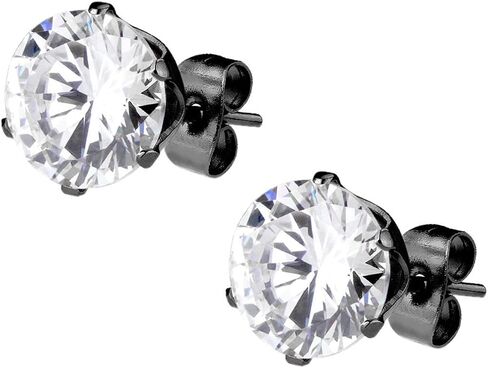 CZ Simulated Diamond Black IP Plated Surgical Steel Stud Earrings for Men in Saudi Arabia