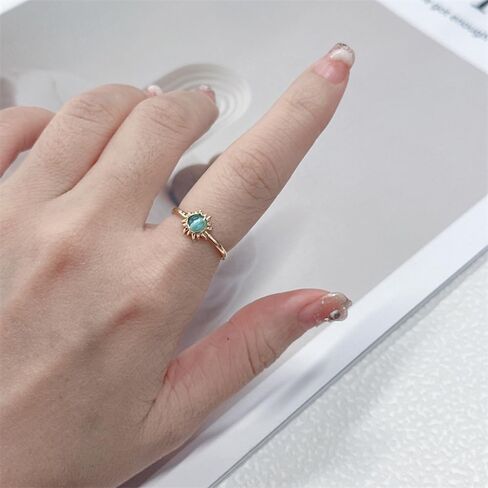 Blue Cat's Eye Stone Sun Thin Eternity Rings for Womens Dainty Minimalist Stacking Middle Finger Ring Wrap Open Adjustable Expandable Comfort Fit Fashion Friendship Statement Jewelry Gift Best Friend in Saudi Arabia