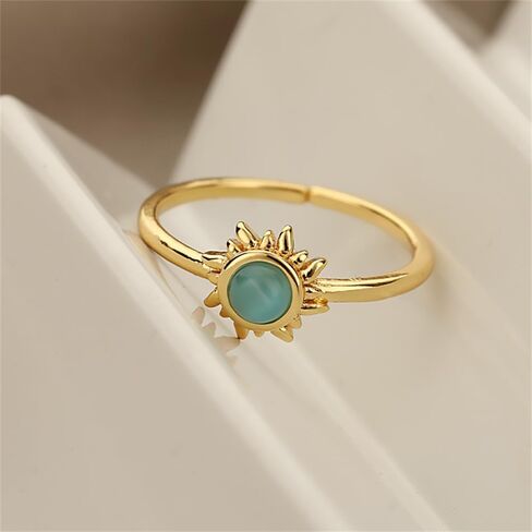 Blue Cat's Eye Stone Sun Thin Eternity Rings for Womens Dainty Minimalist Stacking Middle Finger Ring Wrap Open Adjustable Expandable Comfort Fit Fashion Friendship Statement Jewelry Gift Best Friend in Saudi Arabia