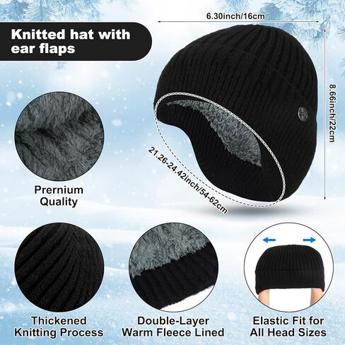 8 Pcs Winter Warm Beanie Hat Scarf Glove Socks Set for Men Fleece Lining Thermal Knitted Earflap Cap Gift Outdoor in Saudi Arabia