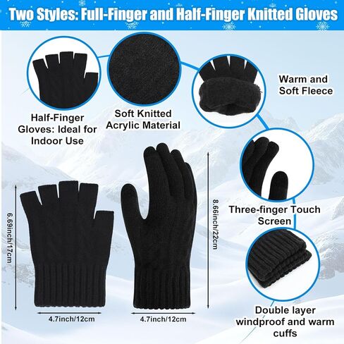 8 Pcs Winter Warm Beanie Hat Scarf Glove Socks Set for Men Fleece Lining Thermal Knitted Earflap Cap Gift Outdoor in Saudi Arabia