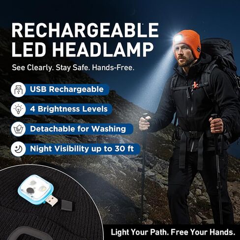 TOP-EX Oversized Fleece Lined LED Bluetooth Beanies with Ear Flap Gifts USB Rechargeable Lighted Cap Christmas Cool in Saudi Arabia
