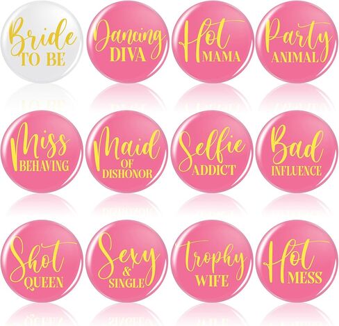 12 Pcs Bachelorette Party Pins Bride To Be Button Pins Wedding Tribe Funny Bridesmaid Gifts for Team Bride, Maid of Honor, Bachelorette Hen Party and Bridal Shower Engagement Wedding in Kuwait