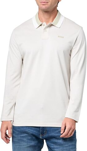 BOSS Mens Square Patch Logo Oxford Long Sleeve Polo Shirt in Saudi Arabia