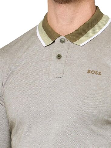 قميص بولو رجالي بأكمام طويلة وشعار رقعة مربعة من BOSS in Kuwait