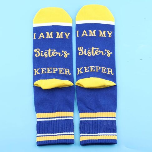 PWHAOO 1 Pair Sorority Sister Gift I Am My Sister's Keeper Socks Sorority Inspired Socks Sisterhood Gift in Saudi Arabia