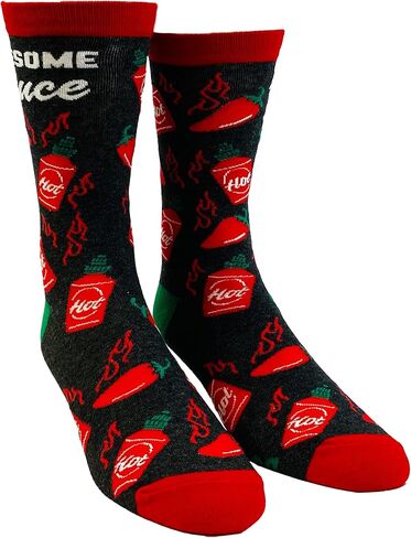 Crazy Dog T-Shirts Funny Awesome Sauce Crew Socks for Men – Hot Sauce Spicy Chili Pepper Design for Food Lovers & Heat Seekers – Novelty Gift for Chefs, Cooks & Grill Masters in Saudi Arabia