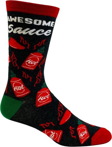 Crazy Dog T-Shirts Funny Awesome Sauce Crew Socks for Men – Hot Sauce Spicy Chili Pepper Design for Food Lovers & Heat Seekers – Novelty Gift for Chefs, Cooks & Grill Masters in Saudi Arabia