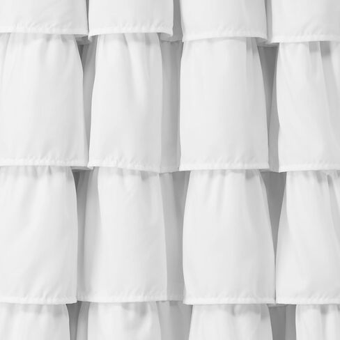 100% Blackout Thermal Insulated Ruffle Curtain Single Panel, Farmhouse Shabby Chic Skirted Window Drapes for Bedroom & Living Room, 52" W x 84" L, White in Saudi Arabia