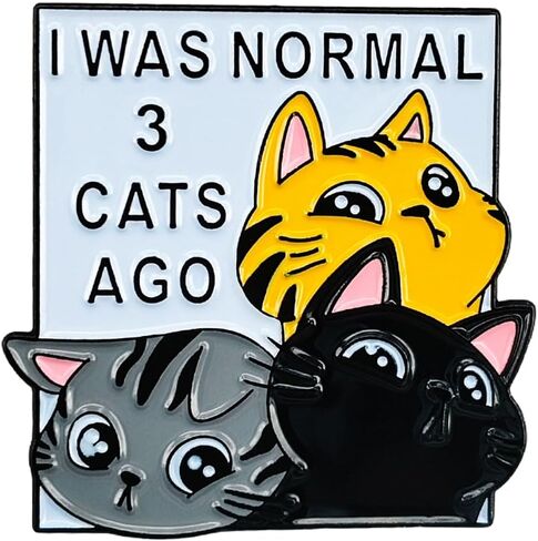 دبوس المينا، شارة "I Was Normal 3 Cats Ago"، دبوس طية صدر السترة، مجموعة ديكور DIY، لمحبي القطط، هدية لمحبي القطط، دبوس على طية صدر السترة على ظهر السترة، قابل للجمع in Saudi Arabia