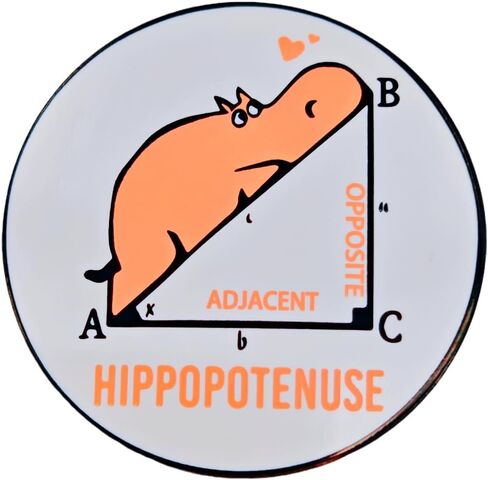 Enamel Pin,Hippopotenuse Lapel Pin,Cute Cartoon Animal Brooch,Humorous Hippo Badge,Math Button Pin,Gift For Teens Friends Student,Decor DIY,Denim Jacket Canvas Bag Backpack Shirt Accessory in Saudi Arabia