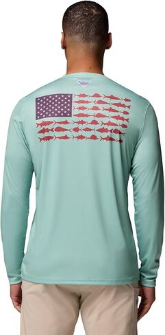 Columbia Mens Terminal Tackle PFG Fish Flag Long Sleeve, Misty Jade/Dusty Purple, Medium in Saudi Arabia
