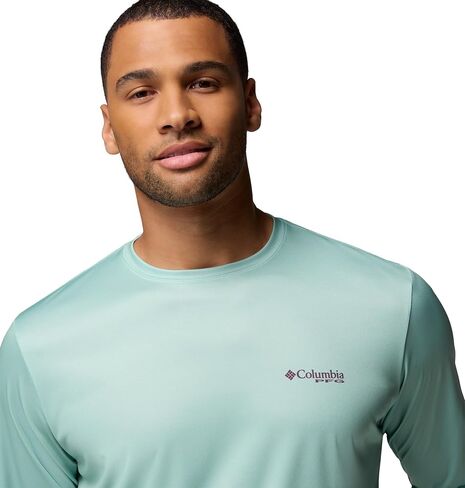 Columbia Mens Terminal Tackle PFG Fish Flag Long Sleeve, Misty Jade/Dusty Purple, Medium in Saudi Arabia