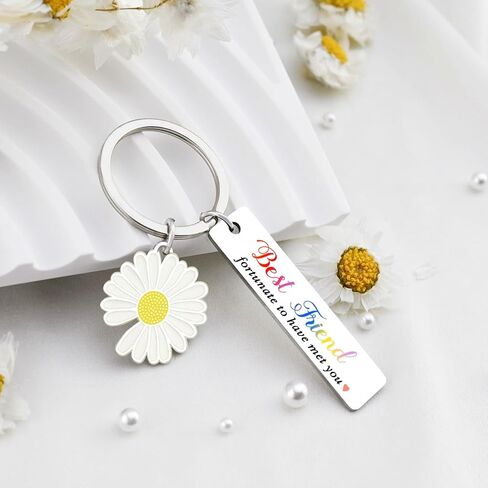 Silver Bar Keychain Best Friend Friends Perfect for Car Keys Bags Accessories Friend ship Gift for Friends Sister Stocking Stuffers Stocking Stuffers in Saudi Arabia