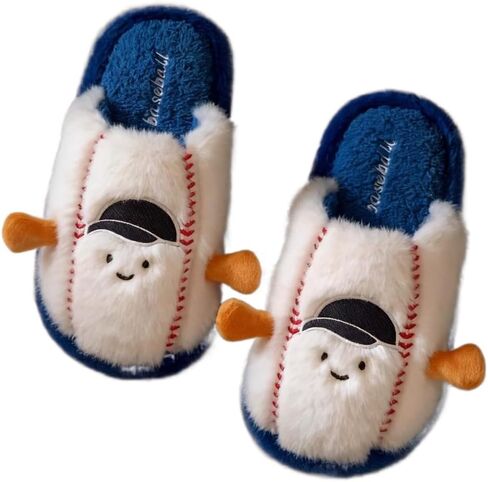 Kawaii Furry Baseball House Home Warm Plush Slippers For Women Indoor in Saudi Arabia