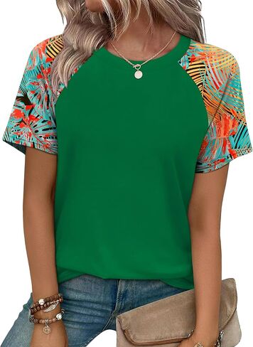 WIHOLL Summer Tops for Women 2026 Trendy Short Sleeve Shirts Crew Neck Tops Curved Hem Fashion Clothing in Kuwait