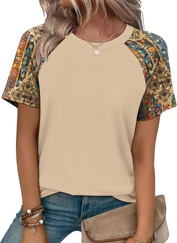 WIHOLL Summer Tops for Women 2026 Trendy Short Sleeve Shirts Crew Neck Tops Curved Hem Fashion Clothing in Kuwait