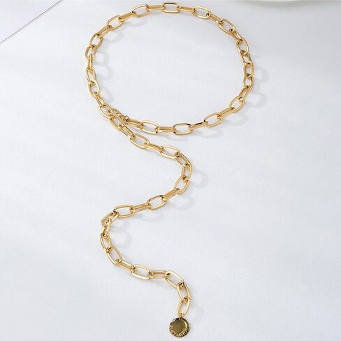 Bi&Yamigeo Paperclip Chain Belt for Women Adjustable Gold Metal Paper Clip Link Waist Chain One Size, 48 Inch Length in Saudi Arabia