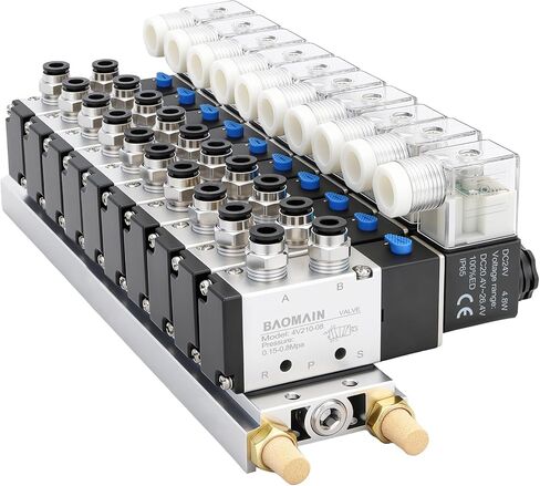 Baomain 4V210-08 DC 24V Single Head 2 Position 5 Way 6 Pneumatic Solenoid Valve w Base in Saudi Arabia
