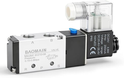 Baomain 4V210-08 DC 24V Single Head 2 Position 5 Way 6 Pneumatic Solenoid Valve w Base in Saudi Arabia