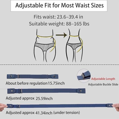 2 PCS No Buckle Elastic Belt for Men and Women, Invisible Buckle-Free Stretch Belt with Adjustable Fit, Comfortable Waistband for Jeans, Pants, Travel, and Daily Wear Blue in Saudi Arabia