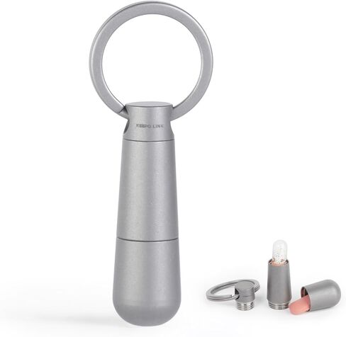 KEEPO LINK Medicine Pill Organizer 2-Compartment with Key Ring, Small Keychain Pill Holder Waterproof Pill Case Container for Men & Women (Gunmetal Grey) in Kuwait