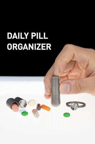 KEEPO LINK Medicine Pill Organizer 2-Compartment with Key Ring, Small Keychain Pill Holder Waterproof Pill Case Container for Men & Women (Gunmetal Grey) in Kuwait