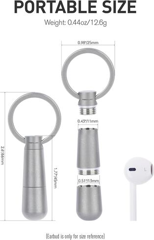 KEEPO LINK Medicine Pill Organizer 2-Compartment with Key Ring, Small Keychain Pill Holder Waterproof Pill Case Container for Men & Women (Gunmetal Grey) in Kuwait