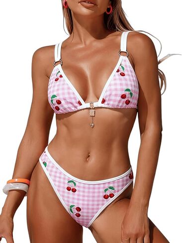 ZAFUL Womens Triangle Bikini Sets Push Up Two Piece Swimsuit Floral Cute Bikinis Sexy Bathing Suit 2026 in Saudi Arabia