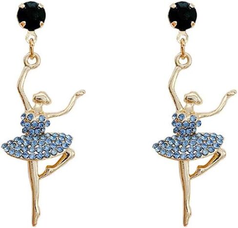Sweet Dancing Long Stud Earrings Temperament Inlay Rhinestone Ballerina Drop Dangle Earrings for Women Jewelry in Saudi Arabia