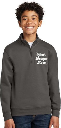 INK STITCH Unisex Youth Pc78yq Custom Embroidery Add Logo Texts Personalized Quarter Zip Fleece in Saudi Arabia