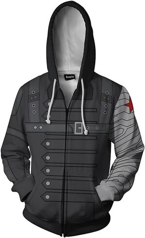 Xinxin Winter Soldiers Anime 3D Cosplay Cardigan Zip Hoodie/Unisex Adult in Saudi Arabia