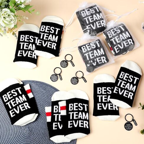 Shihanee 36 Pcs Best Team Ever Gifts Sets Sock and Keychain with Organza Bags Employee Appreciation Gifts for Women Men in Saudi Arabia