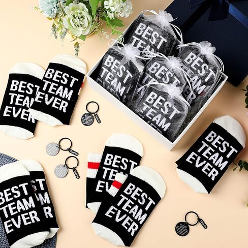 Shihanee 36 Pcs Best Team Ever Gifts Sets Sock and Keychain with Organza Bags Employee Appreciation Gifts for Women Men in Saudi Arabia