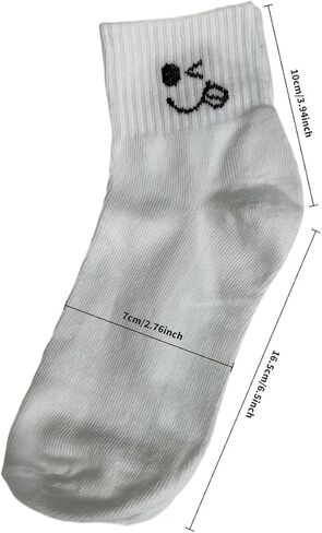 5 Pairs of Cute Emoji - Patterned Mid - Calf Socks for Daily Use and Outings, White in Saudi Arabia