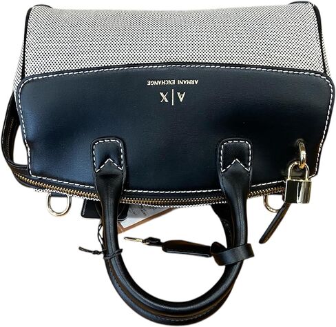 Armani Exchange Women's Jane Medium Canvas Tote with logo lock, Black, One Size in Saudi Arabia
