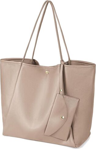 Oversize Vegan Leather Tote Women Weekender Bag Shopper Handbag Travel School Tote Purse with Wristlet Clutch in Saudi Arabia