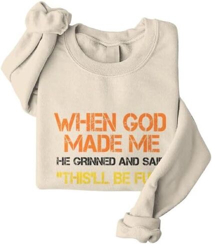 Christian When God Made Me Sweatshirts for Women Christian Faith Graphic Long Sleeve Oversized Sweatshirt Tops in Saudi Arabia