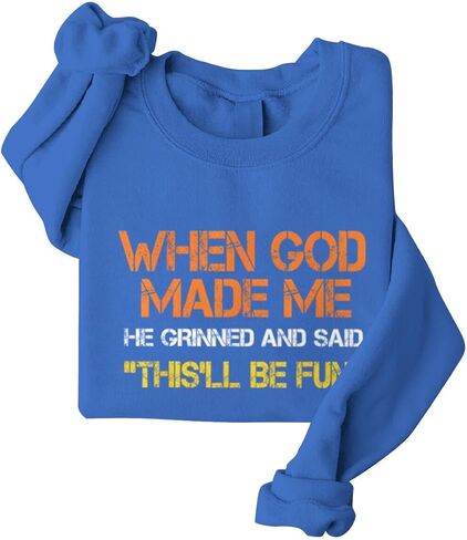 Christian When God Made Me Sweatshirts for Women Christian Faith Graphic Long Sleeve Oversized Sweatshirt Tops in Saudi Arabia