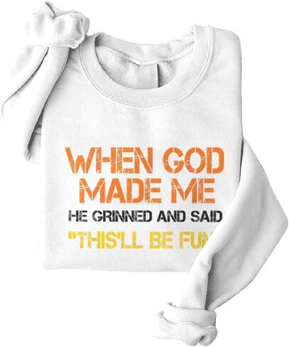 Christian When God Made Me Sweatshirts for Women Christian Faith Graphic Long Sleeve Oversized Sweatshirt Tops in Saudi Arabia