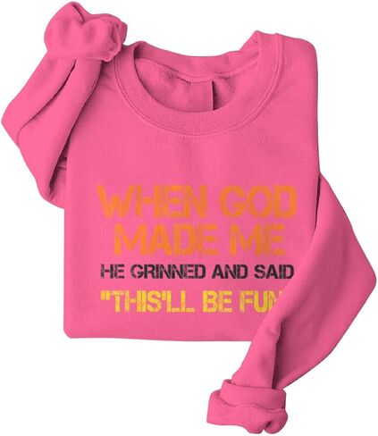 Christian When God Made Me Sweatshirts for Women Christian Faith Graphic Long Sleeve Oversized Sweatshirt Tops in Saudi Arabia
