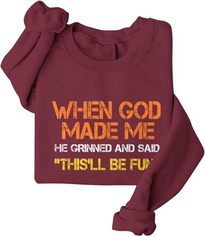 Christian When God Made Me Sweatshirts for Women Christian Faith Graphic Long Sleeve Oversized Sweatshirt Tops in Saudi Arabia
