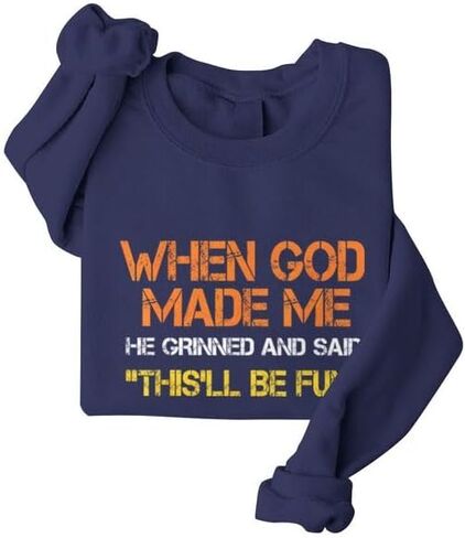 Christian When God Made Me Sweatshirts for Women Christian Faith Graphic Long Sleeve Oversized Sweatshirt Tops in Saudi Arabia