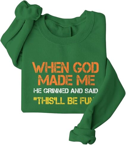 Christian When God Made Me Sweatshirts for Women Christian Faith Graphic Long Sleeve Oversized Sweatshirt Tops in Saudi Arabia
