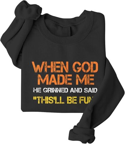 سويت شيرت نسائي من Christian When God Made Me للنساء من Christian Faith Graphic بأكمام طويلة وسويت شيرت كبير الحجم in Saudi Arabia