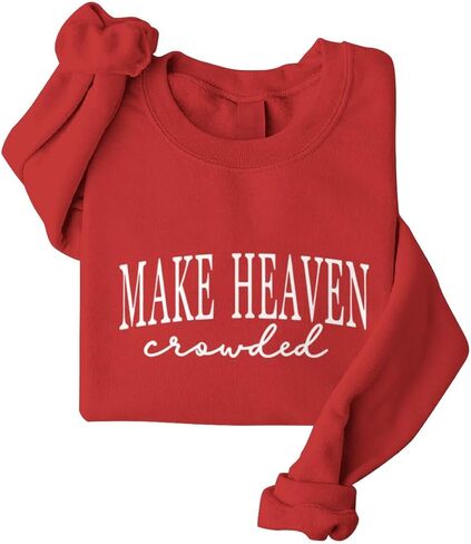 Make Heaven Crowded Graphic Oversized Sweatshirt Christian Sweatshirts For Women Long Sleeve Crew Neck Pullovers in Saudi Arabia