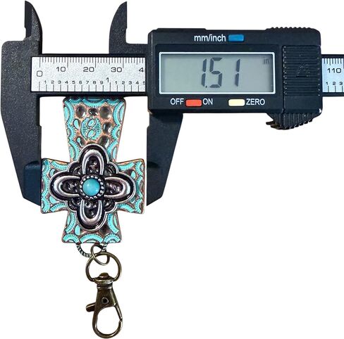 Rustic Patina Cross Purse Charm – Handmade Western Bag Charm with Turquoise Accent | Faith Gift for Women in Kuwait
